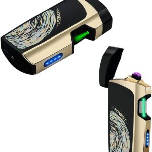 SKRFIRE Dual Arc Plasma Lighter – Rechargeable Windproof Electric Lighter (Black Meteor)